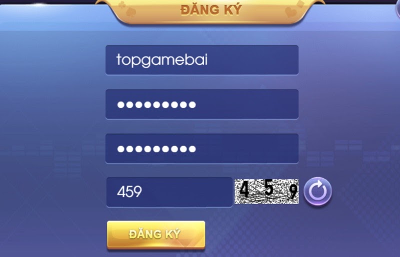 Biểu mẫu đăng ký tài khoản chơi game tại Vua Club